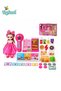 Kids Pretend Play Supermarket Cash Register Toy Set with Fashion Doll, Barcode Scanner, Play Money, Cash Card, Toy Food, Burgers, Pizza and Drinks, and Restaurant Role Play Set for Girls and Boys