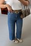 Belted Blue Washed Tencel Flare Jeans - 3