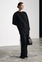 Ilva women's crew neck long sleeve button-down elegant black top and bottom set - 3
