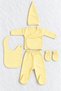 5 Piece Hospital Discharge Set Double-Breasted Top and Bottom Gloves Hat and Apron Set Organic 100% Cotton Yellow - 6