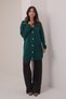 Women's V-Neck Silver Buttoned Bearded Long Knitwear Cardigan 8603 Emerald - 5