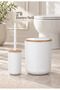 Linea Due Off-White Striped Round 2-Piece Toilet Bowl and Brush Set