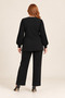 Women's Black Plus Size Pleated Sleeve Pearl Detailed Evening Dress Set Hzl26W-Pr10111 - 2