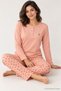 Women's Patterned Flexible Modal Long Sleeve Pajama Set Salmon