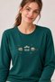 Women's Plaid Patterned Lycra Thermal Long Sleeve Pajama Set Petrol - 3