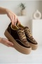 Women's Velvet Thick Flat Sole Sneaker Lace-Up Comfortable Casual Sports Shoes Platform Sole Walking Shoes