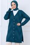 Patterned Long Mercerized Cardigan N3193 Petrol