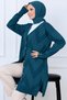 Patterned Long Mercerized Cardigan N3193 Petrol - 2