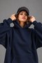 Unisex Basic Sweatshirt Kapüşonlu Üst Lacivert - 4