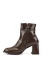 Women's Brown Zippered Thick Heeled Boots - 6