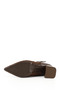 Women's Brown Suede Zippered Thick Heeled Boots - 7