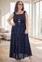 Thin Belt Detail, Flock Print Pattern, Elastic Waist, Lined, Plus Size Tulle Skirt - 2