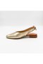 Gold & Tan Genuine Leather Low Heeled Women's Shoes - 3