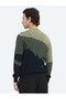 Navy Blue Half Turtleneck Patterned Wool Blended Knitwear Sweater - 6
