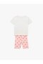 Cotton Crew Neck Short Sleeve Strawberry Embroidery 2'Li T-Shirt and Leggings Set - 3