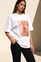Ecru Oversize Crew Neck Jewelry Themed Printed Basic Short Sleeve Women's T-Shirt - 2