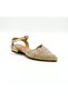 Gold Detailed Genuine Leather & Straw Low Heeled Women's Shoes - 4
