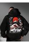 Oversized Unisex Hooded 3 Thread Kangaroo Pocket B Printed Design Hoodie Sweatshirt