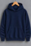 Unisex Basic Sweatshirt Kapüşonlu Üst Lacivert