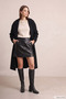 Women's Black Zippered Thick Heeled Boots - 4
