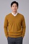 Gratengen Mustard 100% Cotton V-Neck Sweater - 2