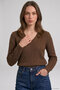 Agostina Tobacco 100% Cotton V-Neck Knitwear Sweater