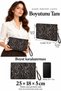 Nora Women's Portfolio Handbag - Patterned Clutch Bag with Wrist Strap - 4