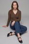 Agostina Tobacco 100% Cotton V-Neck Knitwear Sweater - 3