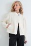 Women's Ecru Hakim Collar Poncho Jacket with Pocket Alc-X14421