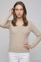 Agostina Beige Melange 100% Cotton V-Neck Knitwear Sweater