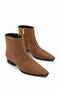 Women's Brown Suede Short Heeled Pointed Toe Zippered Boots