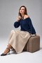 Women's Knitwear Sweater Front Back V-Neck Balloon Sleeve Thin Mercerized Knitwear Knitted Loose Sweater - 4