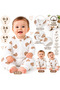 100% Cotton Teddy Bear Patterned Baby Romper with Long Sleeves and Snap Fasteners 0-3 Months 3-6 Months 6-9 Months - 2