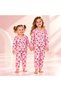 Pink Cat Patterned Girls' Pajama Set with Buttons and Long Sleeves 6 Months - 6 Years Hello Kitty