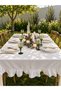 Pearl Velvet Textured Ruffled Tablecloth White - 4