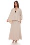Women's Beige Seersucker Fabric Skirted Top and Bottom Two-Piece Set - 7