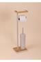 Toilet Paper Stand with Tray and Brush Gray 761