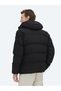 Black Hooded Woven Coat - 5