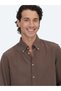 Brown Regular Fit Long Woven Casual Cotton Blend Shirt - 3