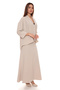 Women's Beige Seersucker Fabric Skirted Top and Bottom Two-Piece Set - 8