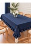 İnci Dertsiz Ruffled Navy Blue Tablecloth - 3
