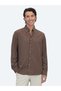 Brown Regular Fit Long Woven Casual Cotton Blend Shirt