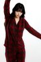 Red Black Plaid Suede Buttoned Baby Lapel Long Sleeve Long Bottom Pajamas Set - 6