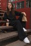 Elastic Waist, Front Stitching Detail, Wide Leg Women's Sweatpants