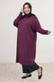 28092 Plus Size Low Sleeve Combed Cotton Tunic - Burgundy