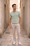 Men's Trend Green Polo Zippered Knitwear T-Shirt - 3