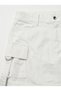 Women's White Denim Mini Skirt with Side Cargo Pockets and Embellishments - 9