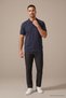 Men's Striped Premium Navy Blue Knitwear Polo Neck T-Shirt