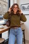 Women's Crew Neck Striped Knitwear Sweater - 4