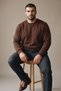 Men's Winter Crew Neck Oversized Basic Tile Sweatshirt - 5